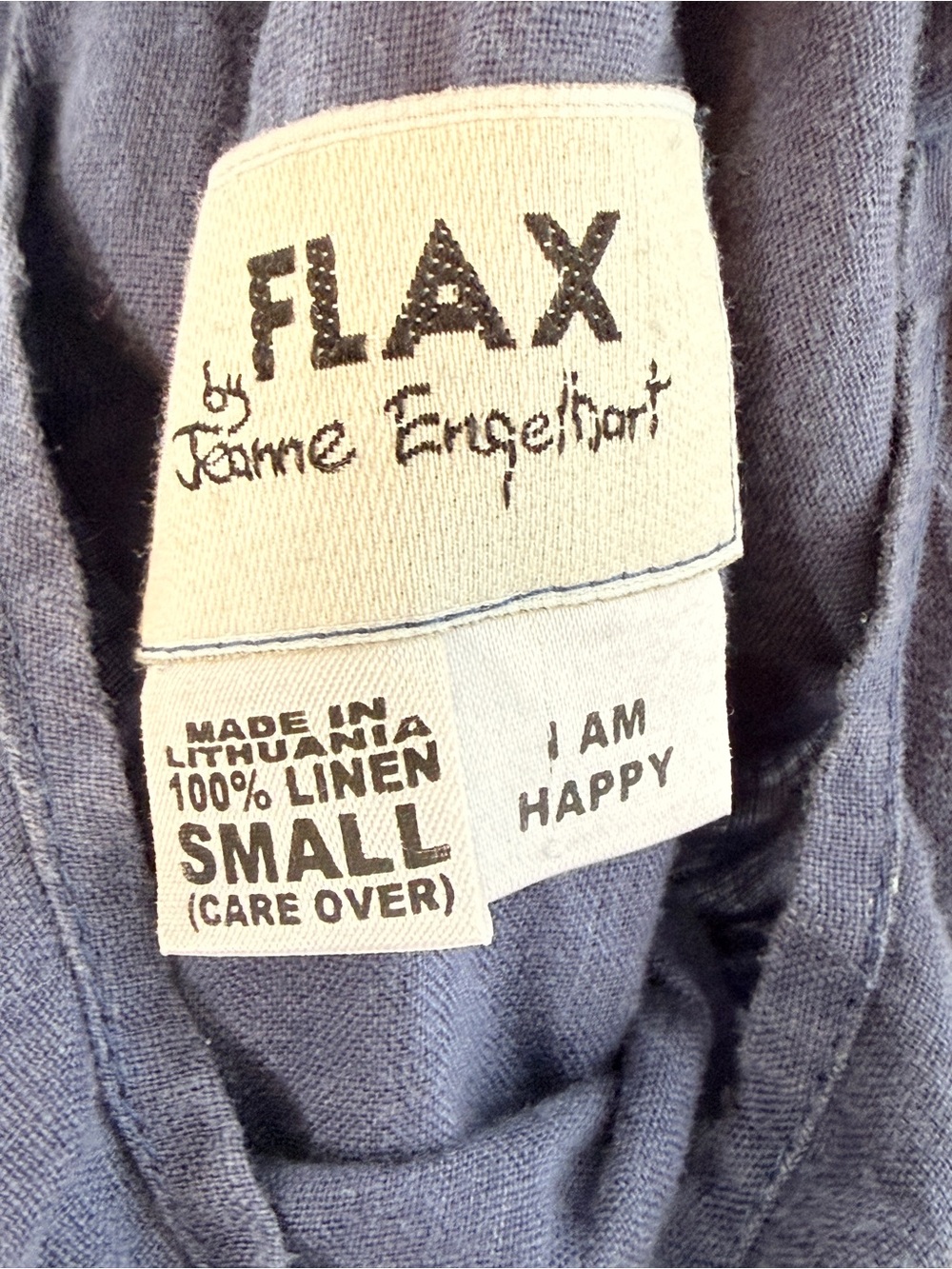Like New! Flax sleeveless round neck with pockets blue linen dress size small - Picture 4 of 5